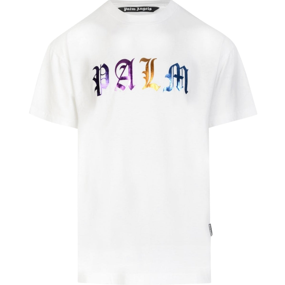 Palm Angels Multicolour Logo White T-Shirt S