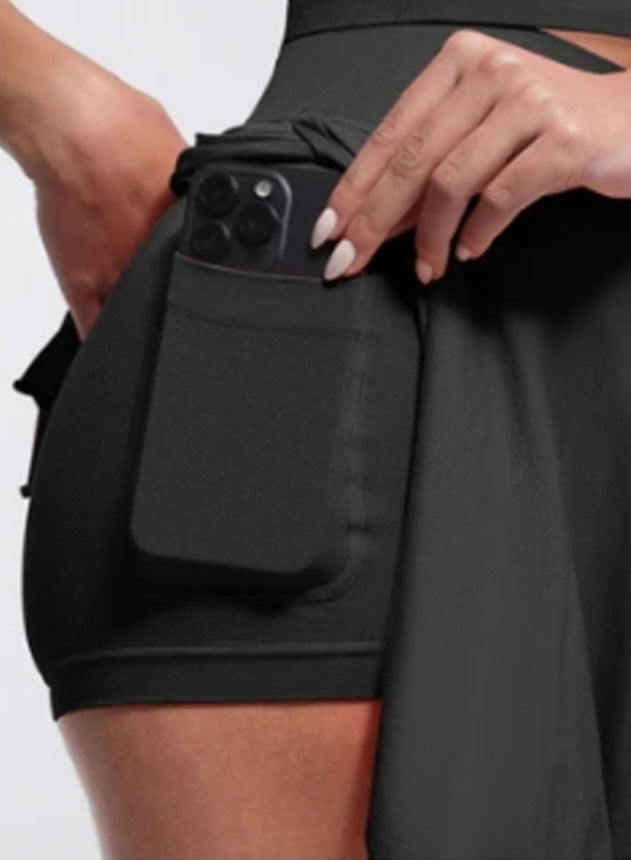 Caloranti Black Aline Skirt Built in shorts