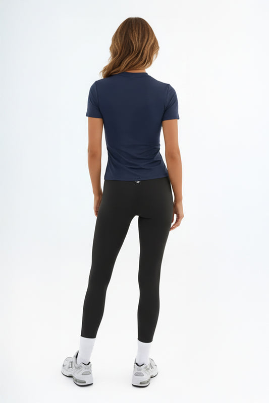 Performance Black Sports Leggings - High Performance Polyester Blend for Active Comfort